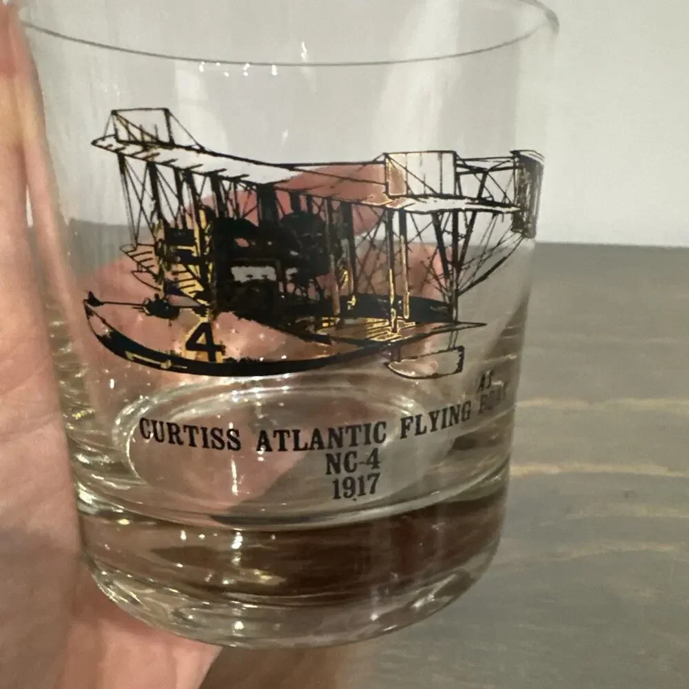 Vintage ‘Plane’ Bar Glass Tumbler 3 1/2
